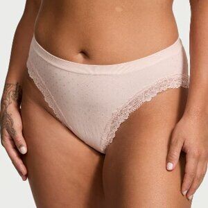 seamless lace trim high-leg brief hip hugger panty size s small